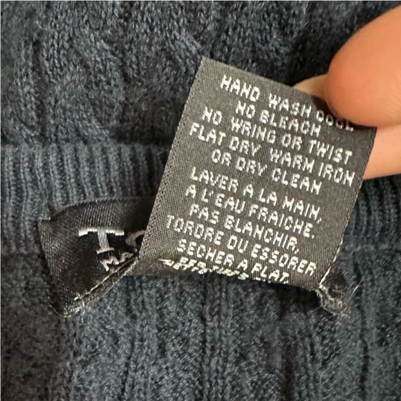 Vintage Tosani Dark Navy Blue Cable Knit V Neck Sweater XL - Picture 10 of 13